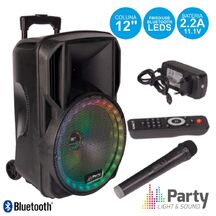 COLUNA AMPLIFICADA 12" USB/FM/BT/SD/BAT VHF PRETA PARTY